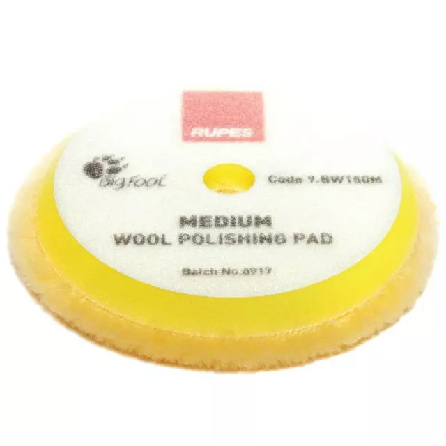 Rupes Bigfoot 150mm NEW Wool Medium Yellow Polishing Pad 9.BW150M Hook & Loop