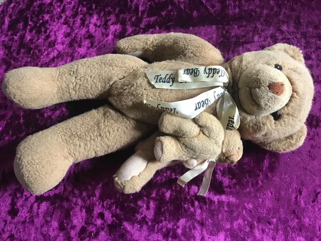 Vintage Teddy Bear 4 Way Jointed Moving Arms Legs Brown with Baby 39cm