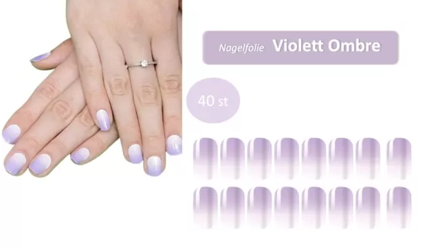 Nagelfolien Selbstklebende - Violett Ombre - 40 St. Nail Wrap Nagelsticker