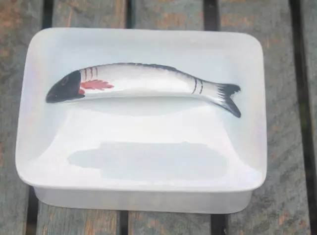 Antique Lustre Sardine Dish Fish Trinket Box Flosmaron Ware Vintage Painted Bowl