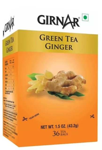 1 Pack Girnar Green Tea Ginger Tea Chai - Total: 36 Tea Bags