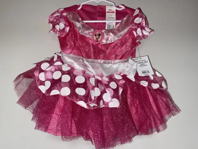 2 Piece Baby Girl Toddler Minnie Mouse With Ears Costume Size 12-18 Months