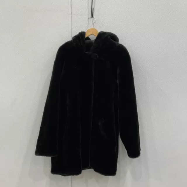 WOMENS BLACK FAUX Fur Long Sleeve Hooded Overcoat Jacket Size 3X £37.25 ...
