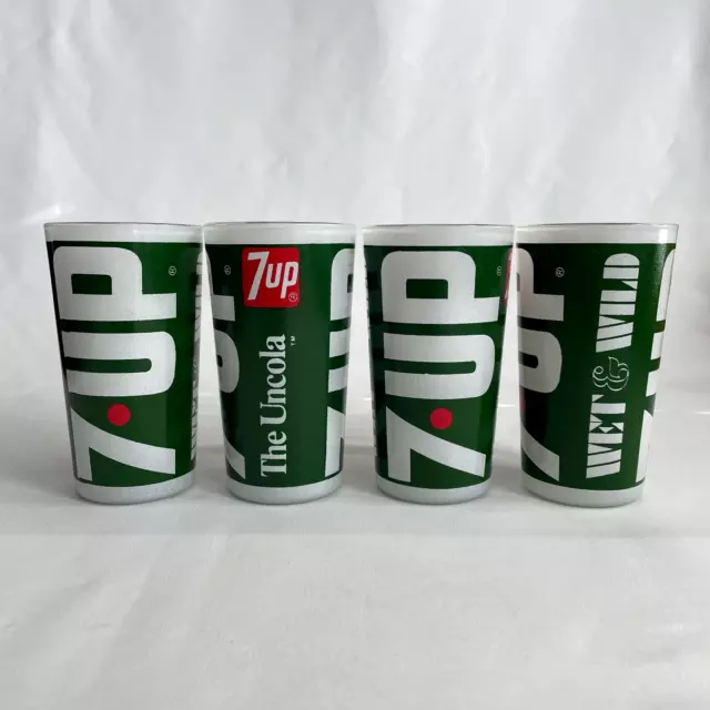 4 Vtg 7-Up The Uncola Wet & Wild Glasses 7up