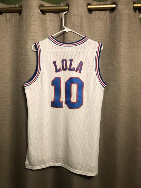 LOLA BUNNY #10 Tune Squad SPACE JAM Toon Jersey White STITCHED Men’s Size Medium