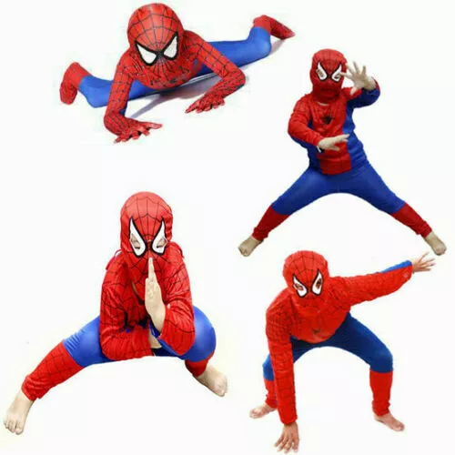 Kids Boys Spiderman  Fancy Dress Party Jumpsuit Cosplay Costume 3-7 Age