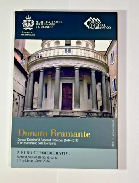 San Marino 2 Euros 2014 -Donato Bramante - Conmemorativa -Cartera oficial