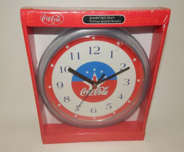 Coca Cola Coke Quartz Wall Clock - Patriotic Red White Blue - MIB