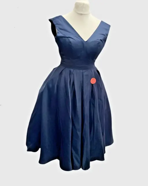 Navy Chi CHi London fit and flare skater  Zara dress 50s style size 10 2