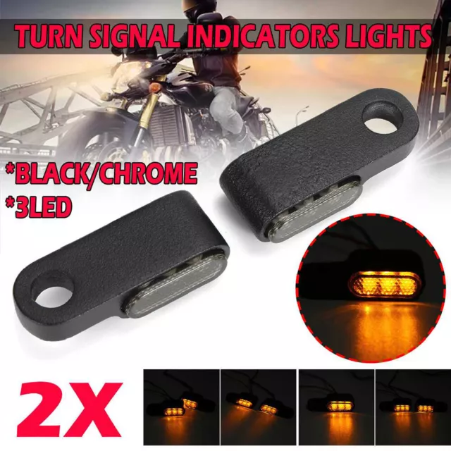 1 par de mini manillar LED moto intermitente luz de marcha negro tintado comprobado electrónicamente nuevo