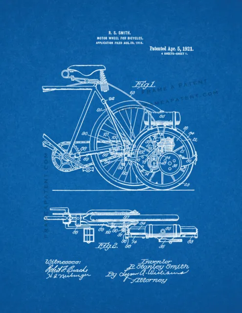 Motor-wheel for Bicycles Patent Print Blueprint