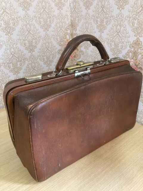 Vintage Leather Doctor Bag Antic Travel Bag Rare Medical Briefcase Gladstone bag