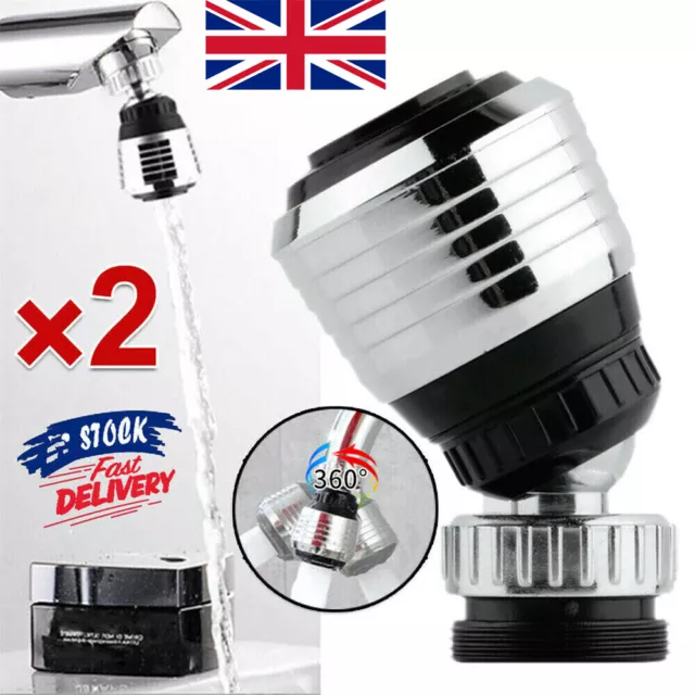2x 360° Rotate Swivel Water Saving Tap Aerator Diffuser Faucet Nozzle Filter UK