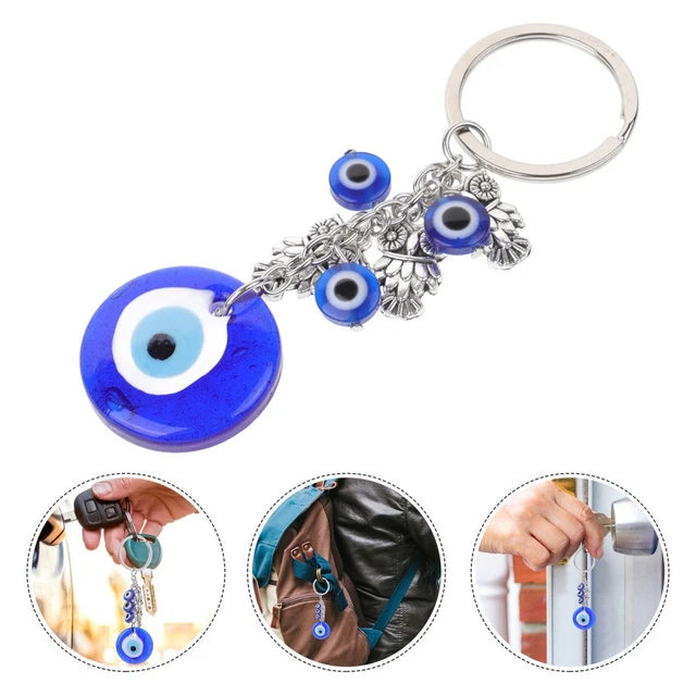 Pendentif Main De Fatima Et Mauvais Œil - 2 Pièces Doré Et Bleu - Amulette Protection Pour Voiture, Maison - Cadeau - 4