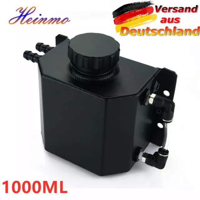 Aluminium 1000ml Auto Motoröl Catch Can Reservoir Tank 1L Schwarz Universal CNC