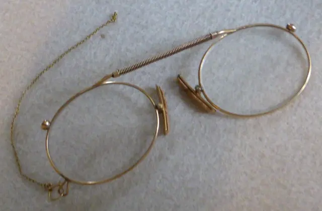 Rare Antique Victorian Gold Plated Pince Nez / Spectacles c1900