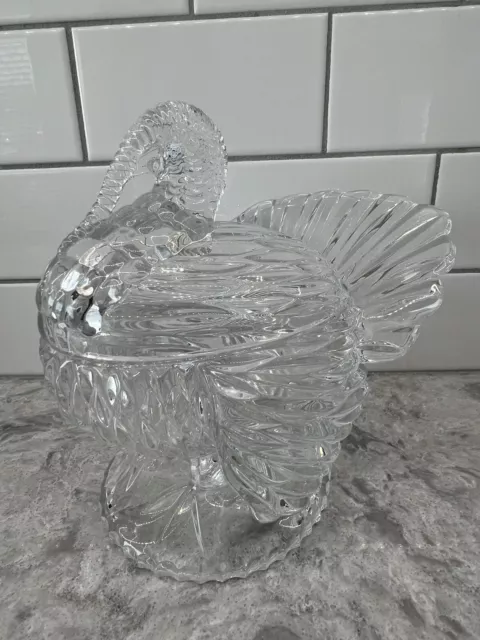 Vintage Shannon Godinger 24% Lead Crystal Turkey Covered Dish in box