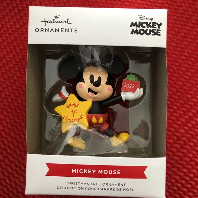 2022 Hallmark Ornaments Disney Mickey Mouse Baby's 1st Christmas Tree Ornament