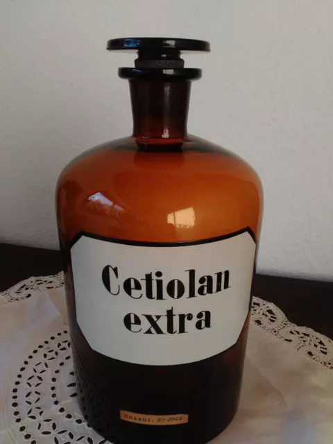 Apothekerflasche;Cetiolan extra; 3 ltr.;braunglas;geschl. Stöpsel;Loft;Deco