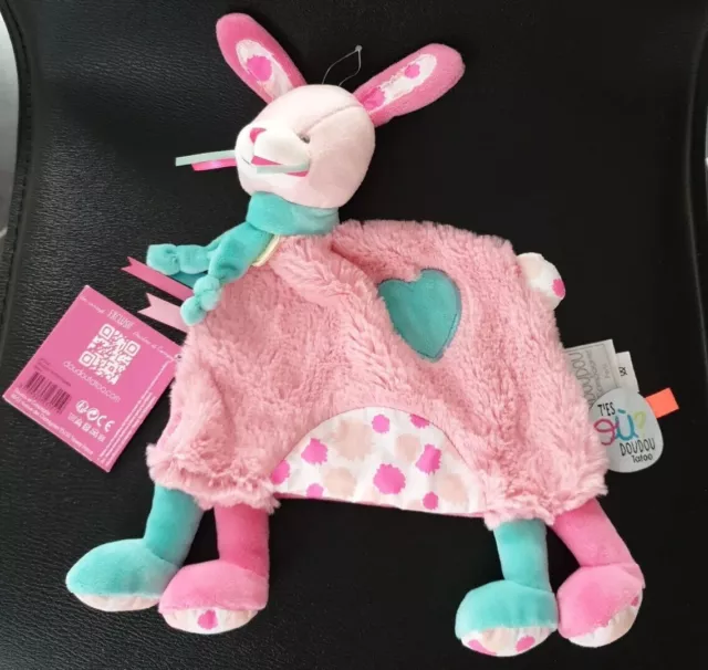 Neuf - Lapin rose Papatte T' Es Où Doudou Et Compagnie tatoo plat DC3151