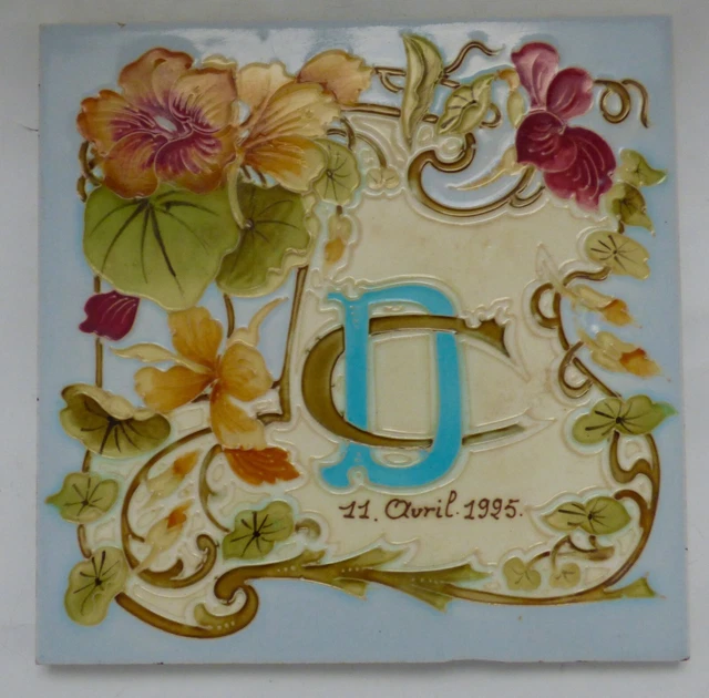 RARE Colourful Nasturtiums WEDDING TILE CD DC Art Nouveau Jugendstil carreau 2