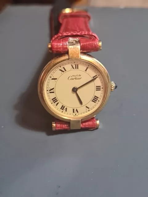 Must De Cartier Vendome Cal. 81 Silver Vermeil Case Vintage Watch Not Working