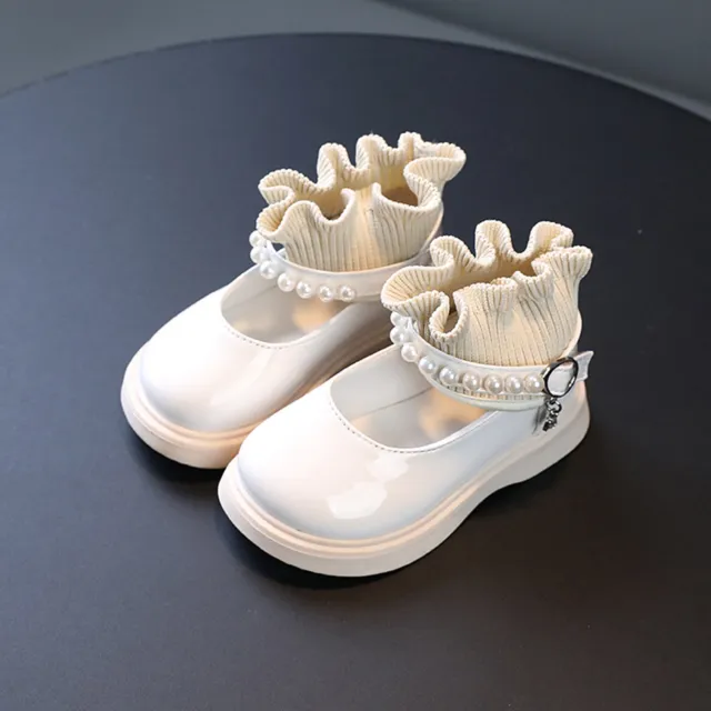 Scarpe principessa neonato bambini bambine stivali in pelle scarpe di lana perla 5