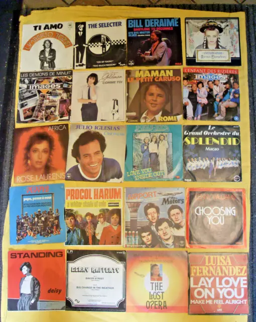 lot 20 disques vinyles 45 tours avec pochettes-variété 1970/80