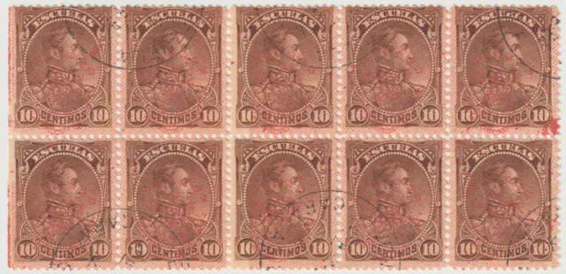 1893 Venezuela - Simon Bolivar, Overprinted - Block 10 x 10 C Stamps