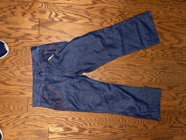 Perma Prest Sears Boys Flare Jeans Blue Flat Front Pocket 12 R (HOME38)