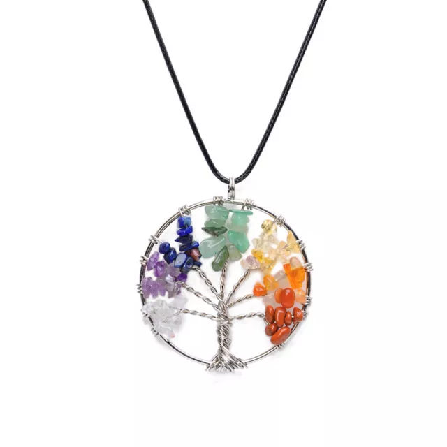 Reiki Natural Stone Tree of Life Chips Bead Healing Chakra Pendant  Necklace HOT