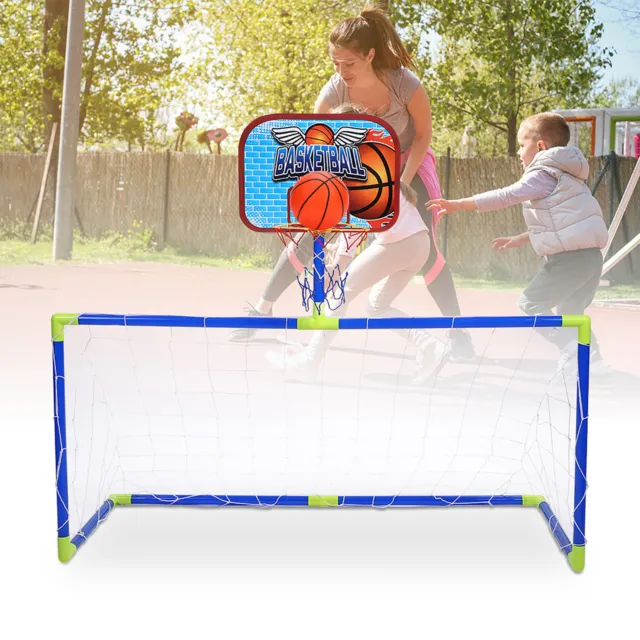 Indoor Outdoor Mini Basketball Soccer System Backboard Football Guard Balls Kit