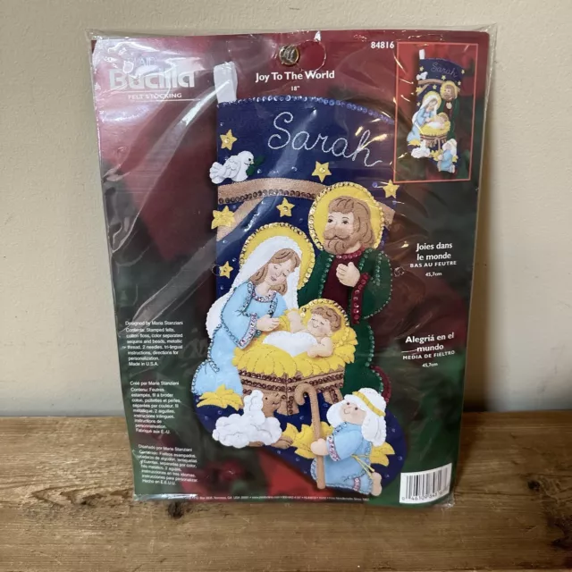 Bucilla Felt Stocking Joy To The World Nativity Handcraft Kit #84816 VTG