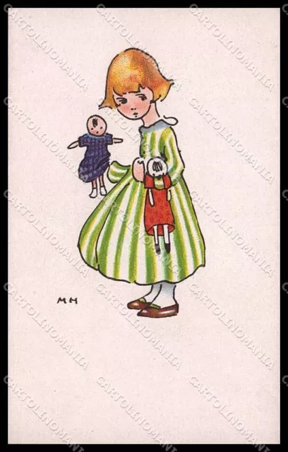 Illustratori Artist Signed M H Girl Doll serie 1334-3 cartolina ZG7262