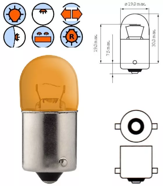 cyclingcolors 2x glühbirne 12V 10W BA9S gelb glühlampe birne auto motorrad  scheinwerfer : : Auto & Motorrad