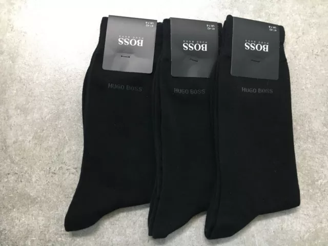 NEW 3 PAIRS HUGO BOSS MEN'S SOCKS BLACK COLOR US size (7-9)