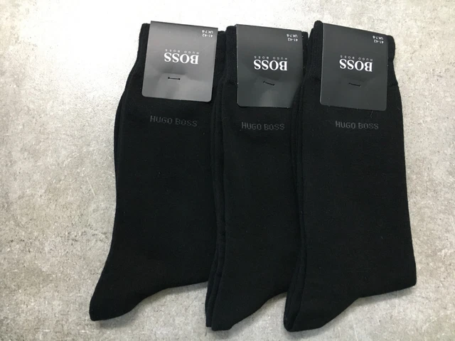 NEW 3 PAIRS HUGO BOSS MEN'S SOCKS BLACK COLOR US size (7-9)