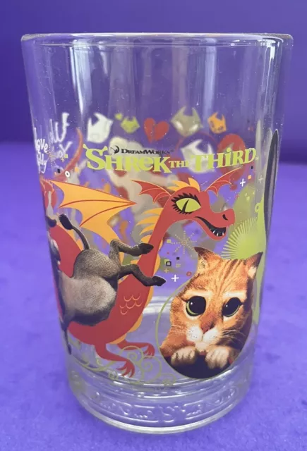 McDonalds Dreamworks Shrek the Third Glass Donkey Puss In Boots Cup 2007 SALE!