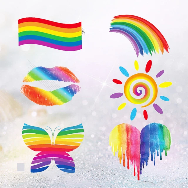 24 pz adesivi bandiera orgoglio tatuaggi tropicali M bambini metallici LGBT