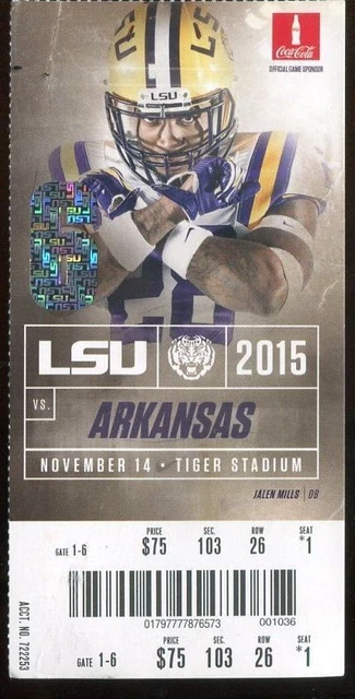 College Football Ticket LSU Tigers - 2015 - 11/14 - Arkansas - Leonard Fournette