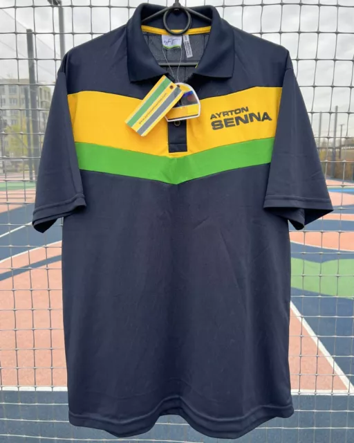 Ayrton Senna F1 Formel 1 Brasilien Rennpoloshirt Größe L