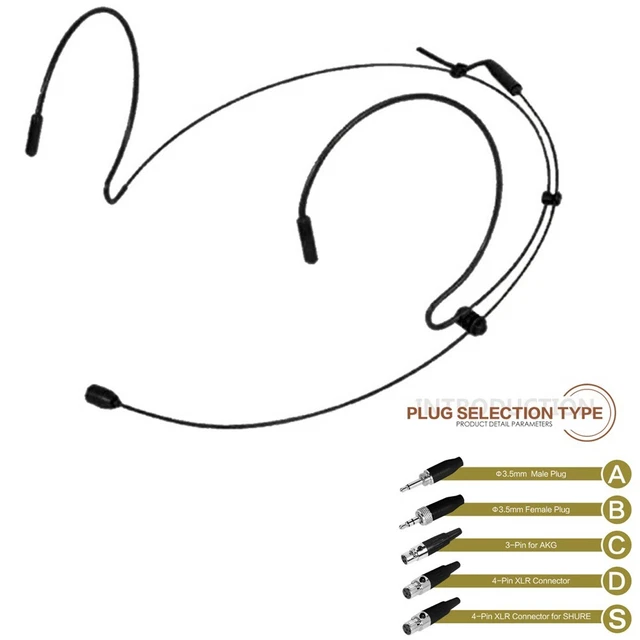 Brand New Microphone Cover Headworn 100-20KHZ Double Earhook Headset Mic