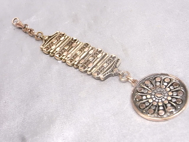 Chaîne De Montre à Gousset Châtelaine Vintage - Plaqué Or, Motif Maille, D'occasion