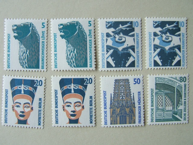 Bund Sehenswürdigkeiten SWK  8 Rollenmarken mit Nummer, postfrisch