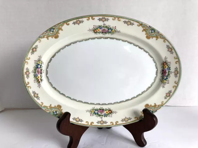 VINTAGE Meito China Hand Painted LISBON 11" Oval Serving Platter Japan MINT