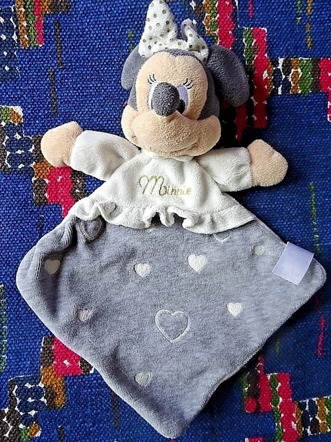 Gp /  Doudou Plat Disney Nicotoy Minnie Gris Etoile Blanc Tbe
