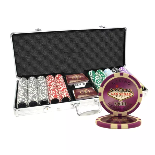 Mrc Poker 500Pcs 14G Laser Graphic Las Vegas Poker Chips Set With Alum Case