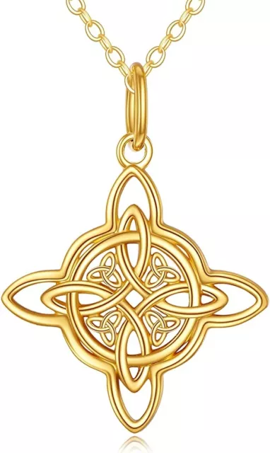 Celtic Jewelry For Women 14K Yellow Gold Plated 925 Sterling Silver Pendant