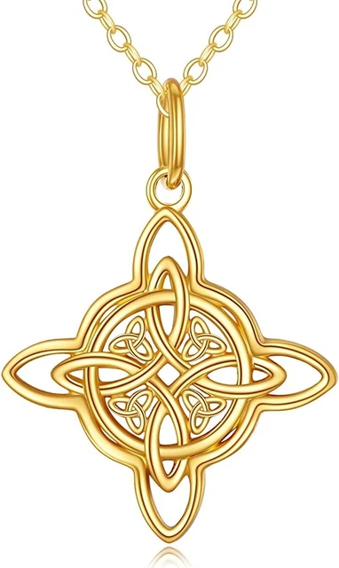 Celtic Jewelry For Women 14K Yellow Gold Plated 925 Sterling Silver Pendant