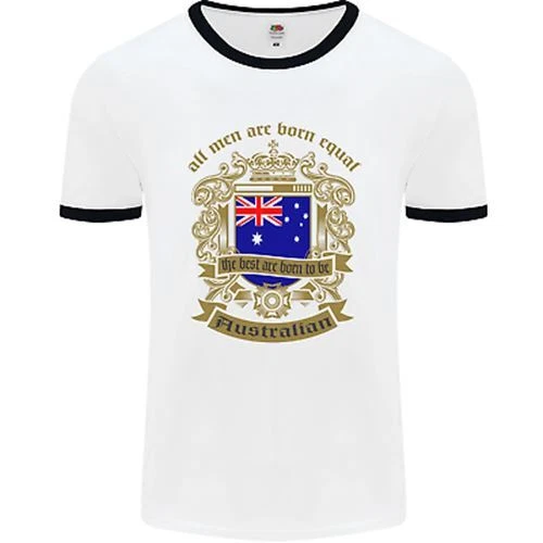 T-shirt All Men Are Born Equal Australian Australia da uomo bianca